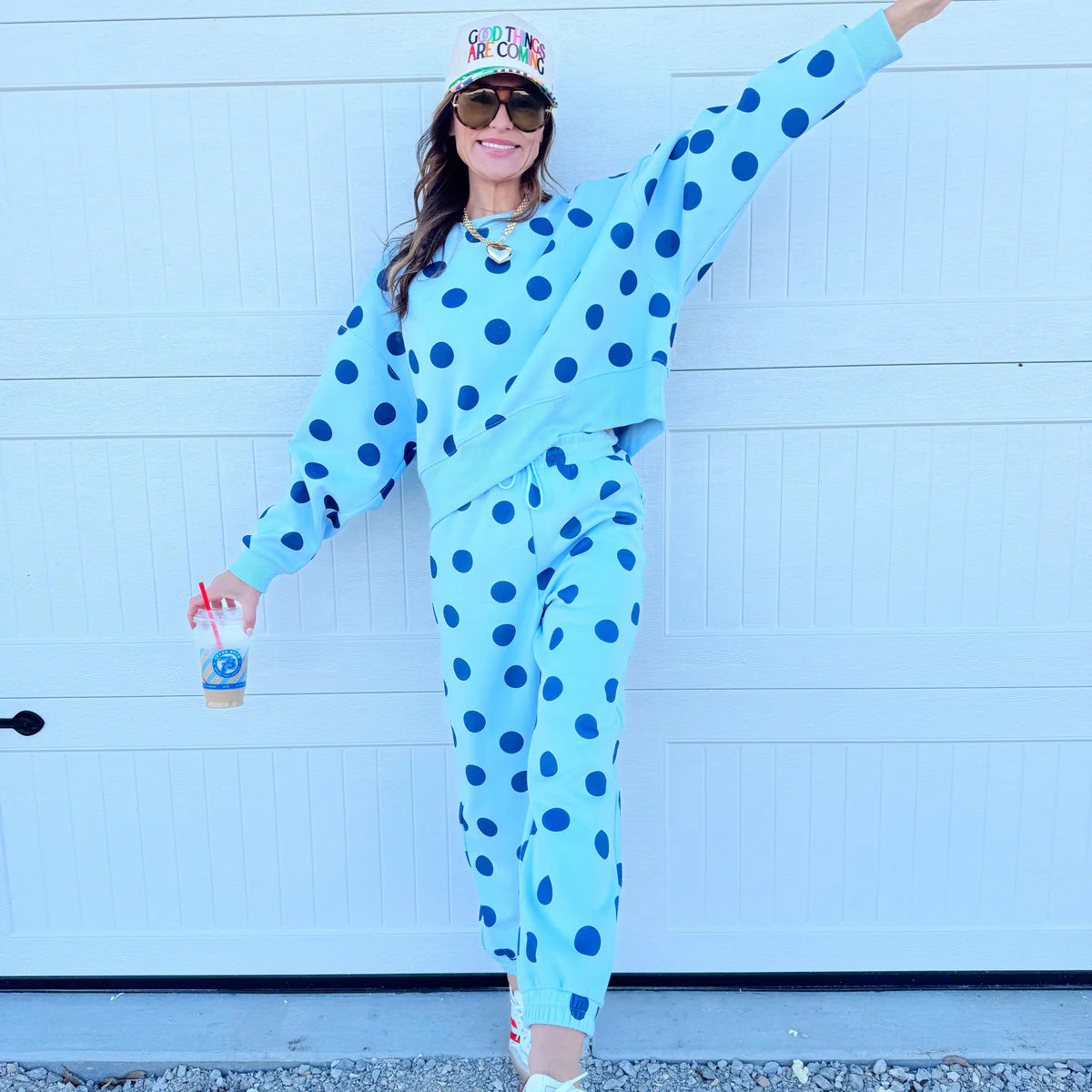 Blue Polka Dot Sweatpants