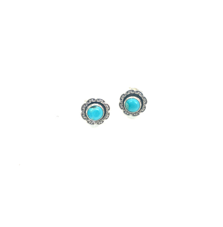 Mini Sterling and Turquoise Flower Studs