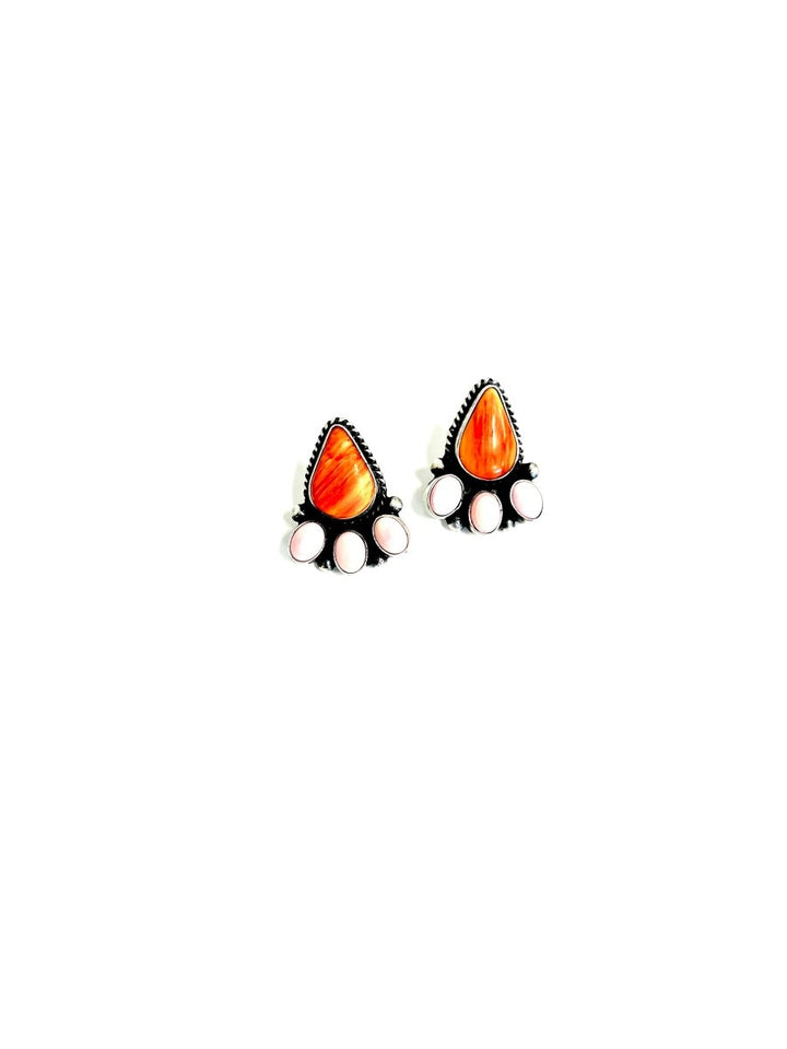 Sterling and Pink Conch/Spiny Oyster Studs