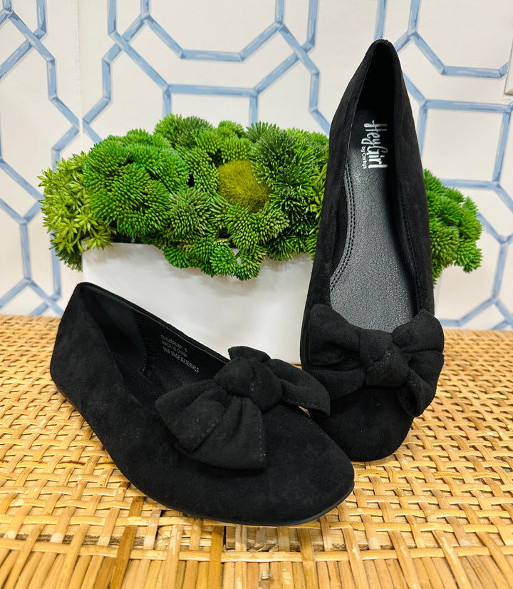 Sugar Rush Faux Suede Flats in Black