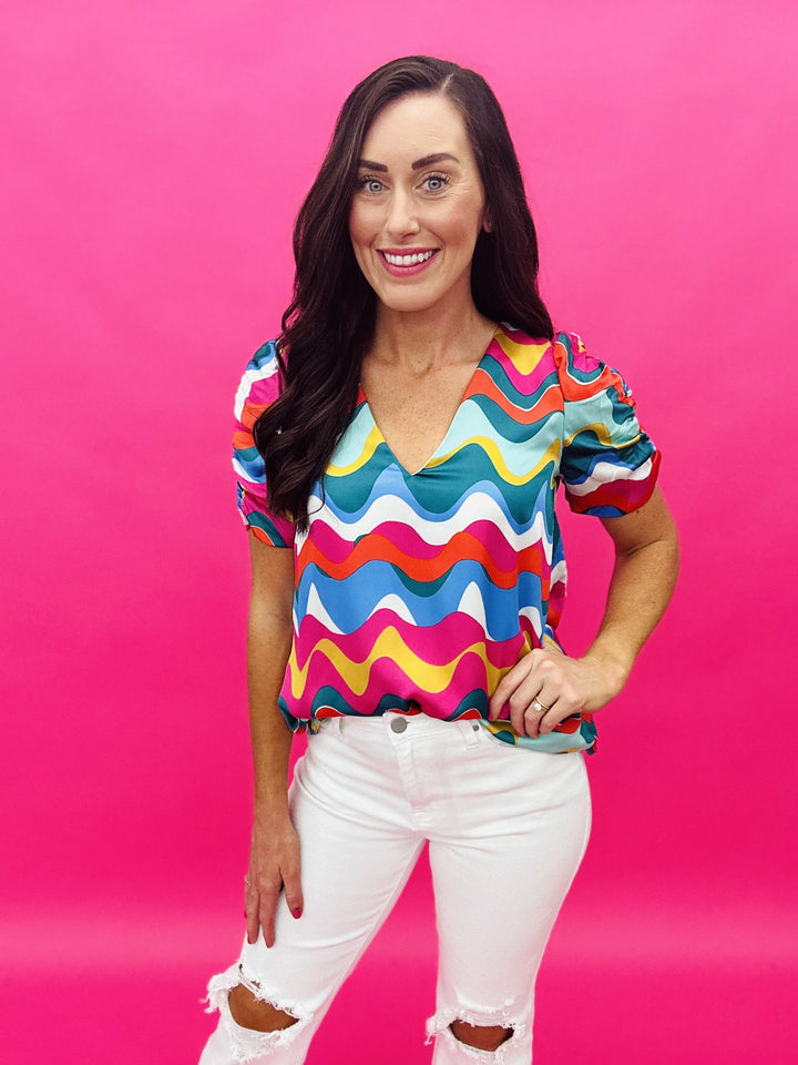 The Dancing Waves Ruched Top - AS