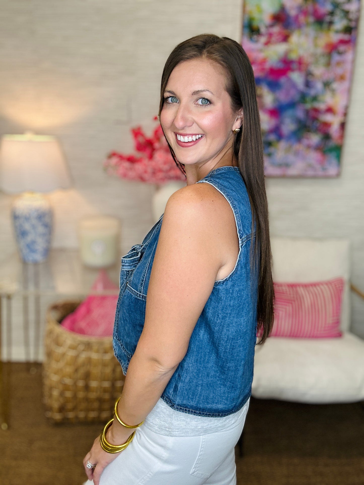 The Tie Denim Vest