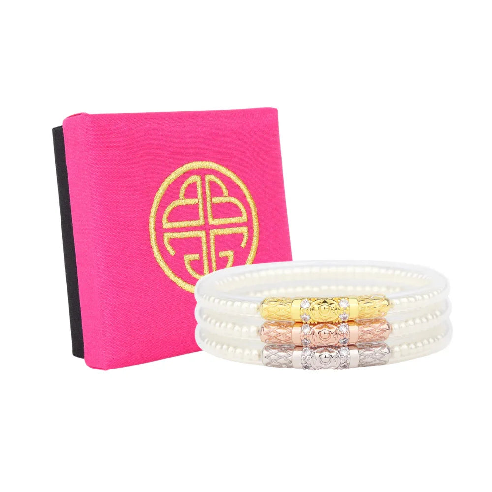 White Pearl Three Queens Budha Bangles