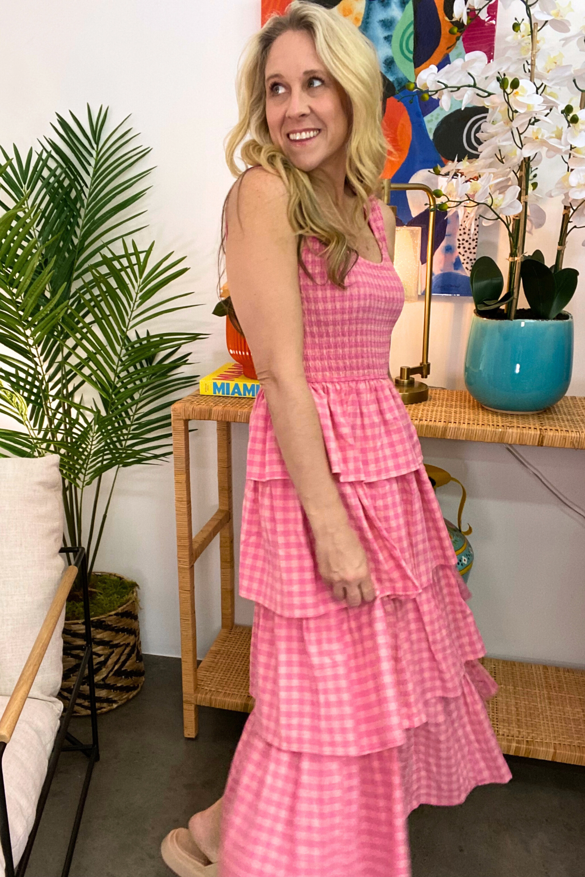 The Pink Gingham Midi