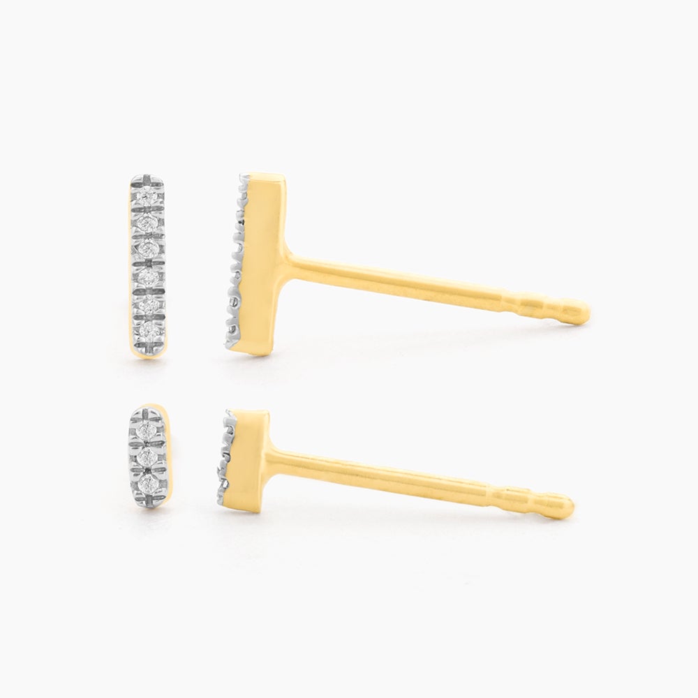 ES Double Bar Stud Earrings