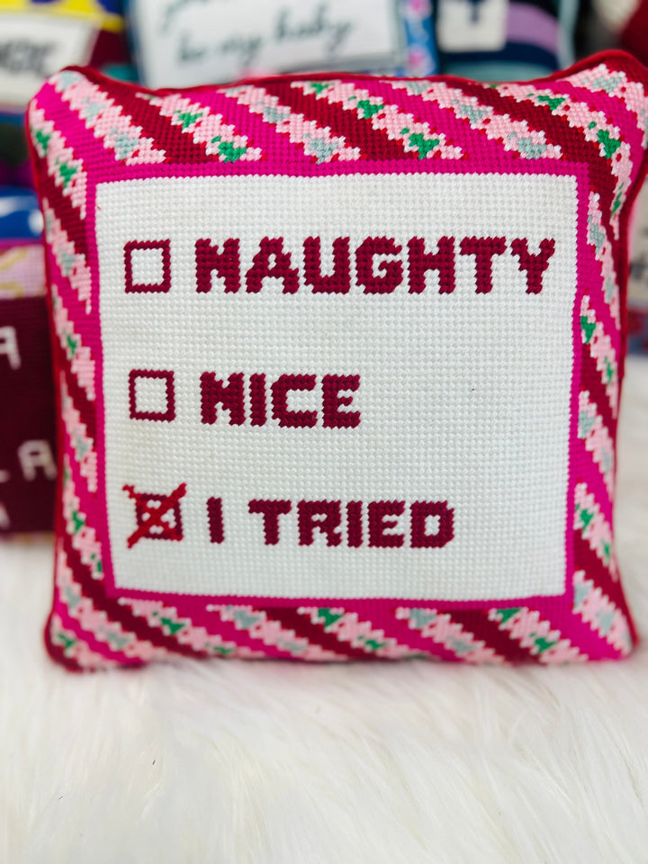 The I Tried Needlepoint Pillow