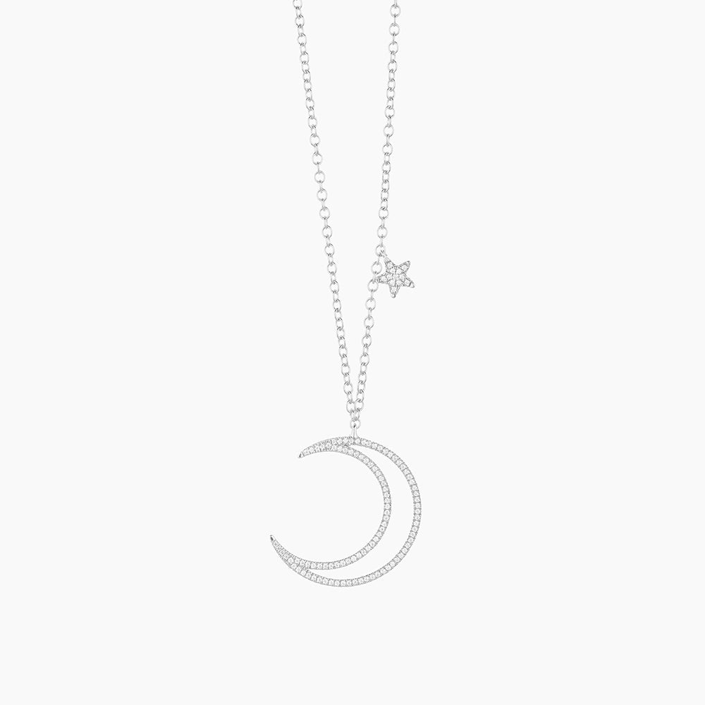 ES Crescent Moon & Star Pendant Necklace