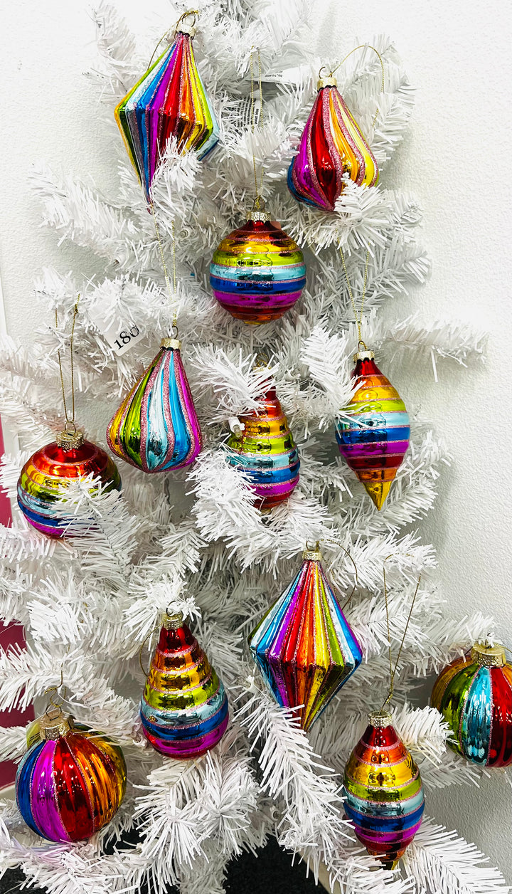 Rainbow Glass Ornament Set