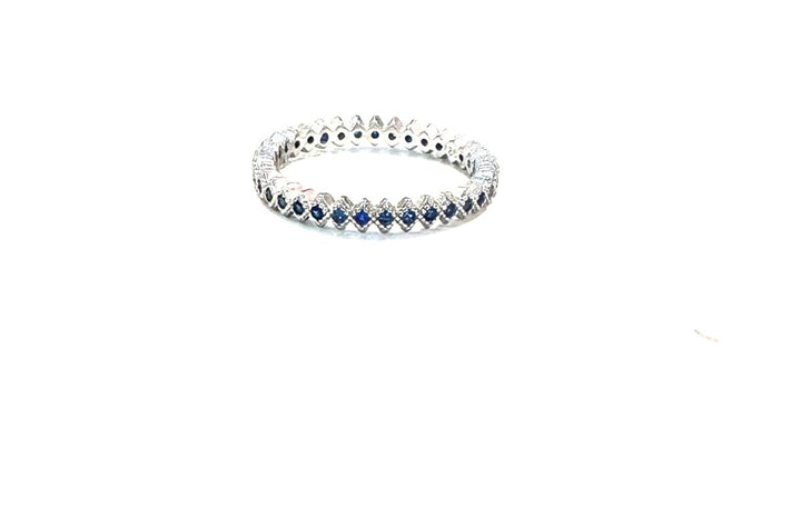 Sterling Ring-Full Mini Blue Stone Band
