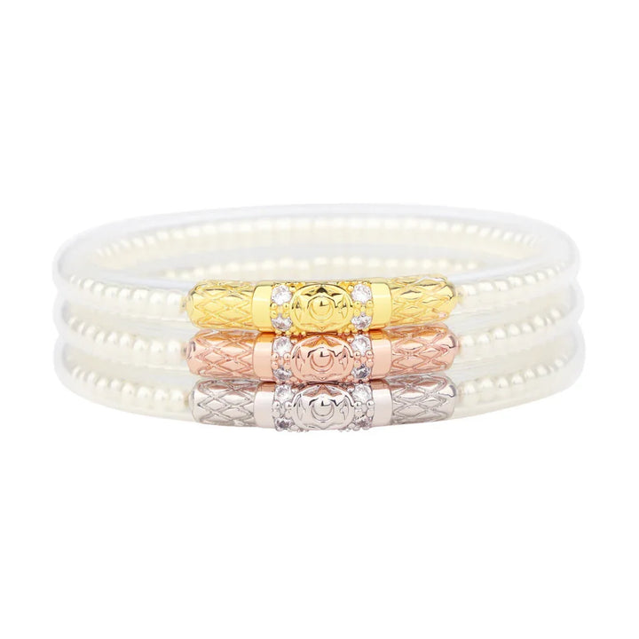 White Pearl Three Queens Budha Bangles
