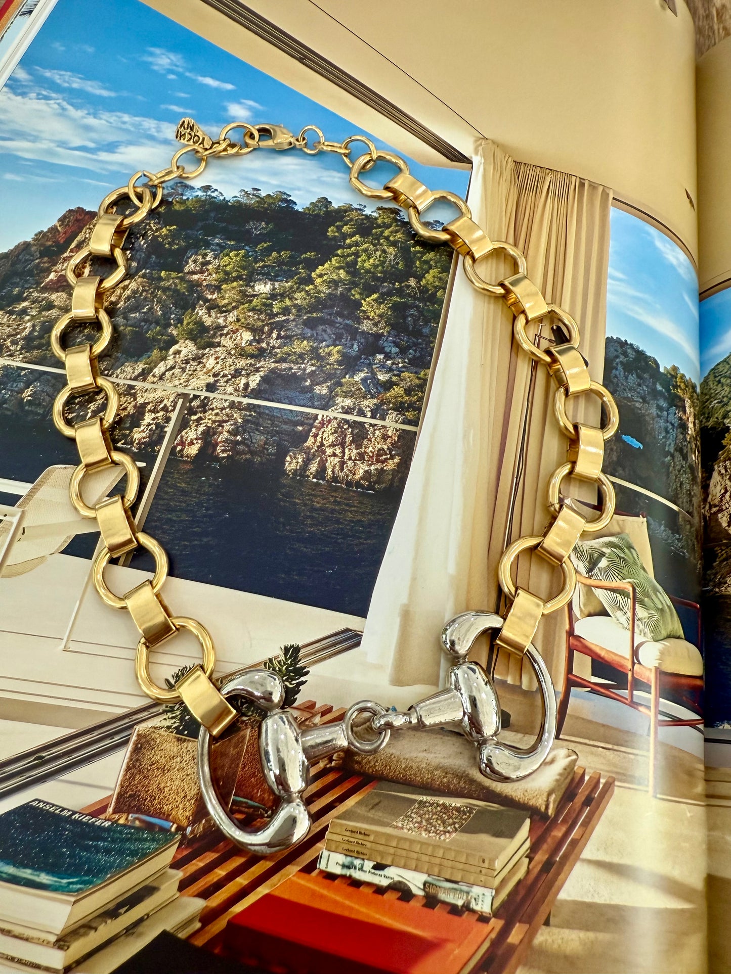 Yochi Bit Necklace Silver on Gold