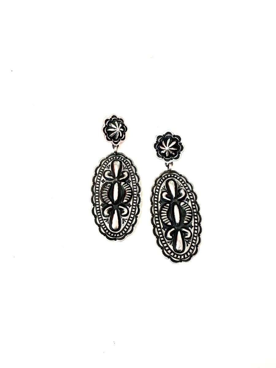 Sterling Large Oval on Circle Earrings