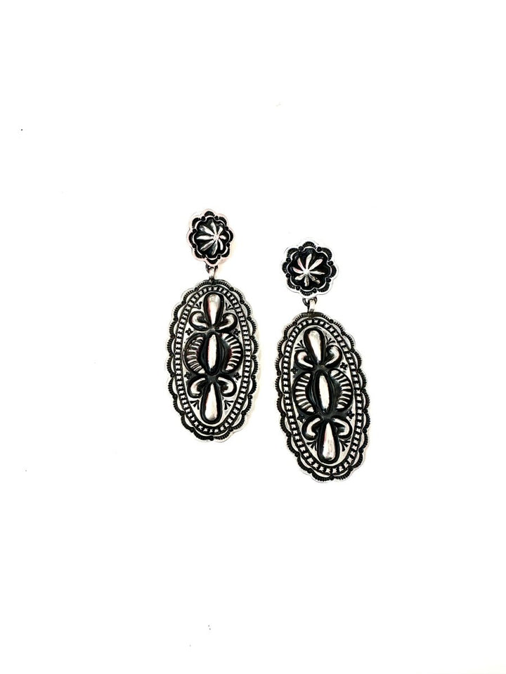 Sterling Large Oval on Circle Earrings