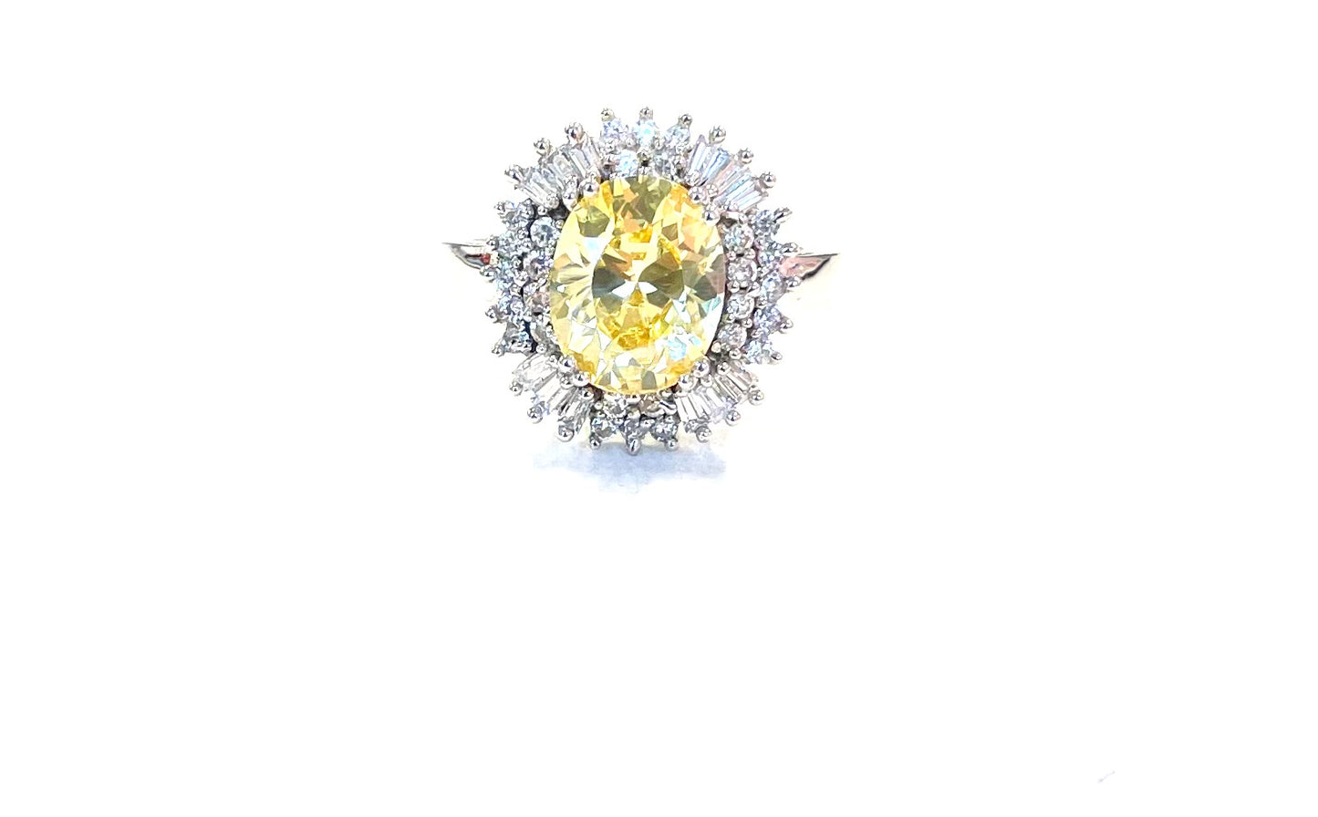 Sterling Ring-CZ Canary Oval