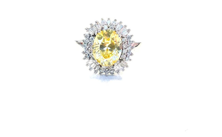 Sterling Ring-CZ Canary Oval