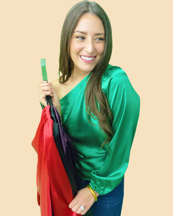 The Solid Satin Raven Top - AS