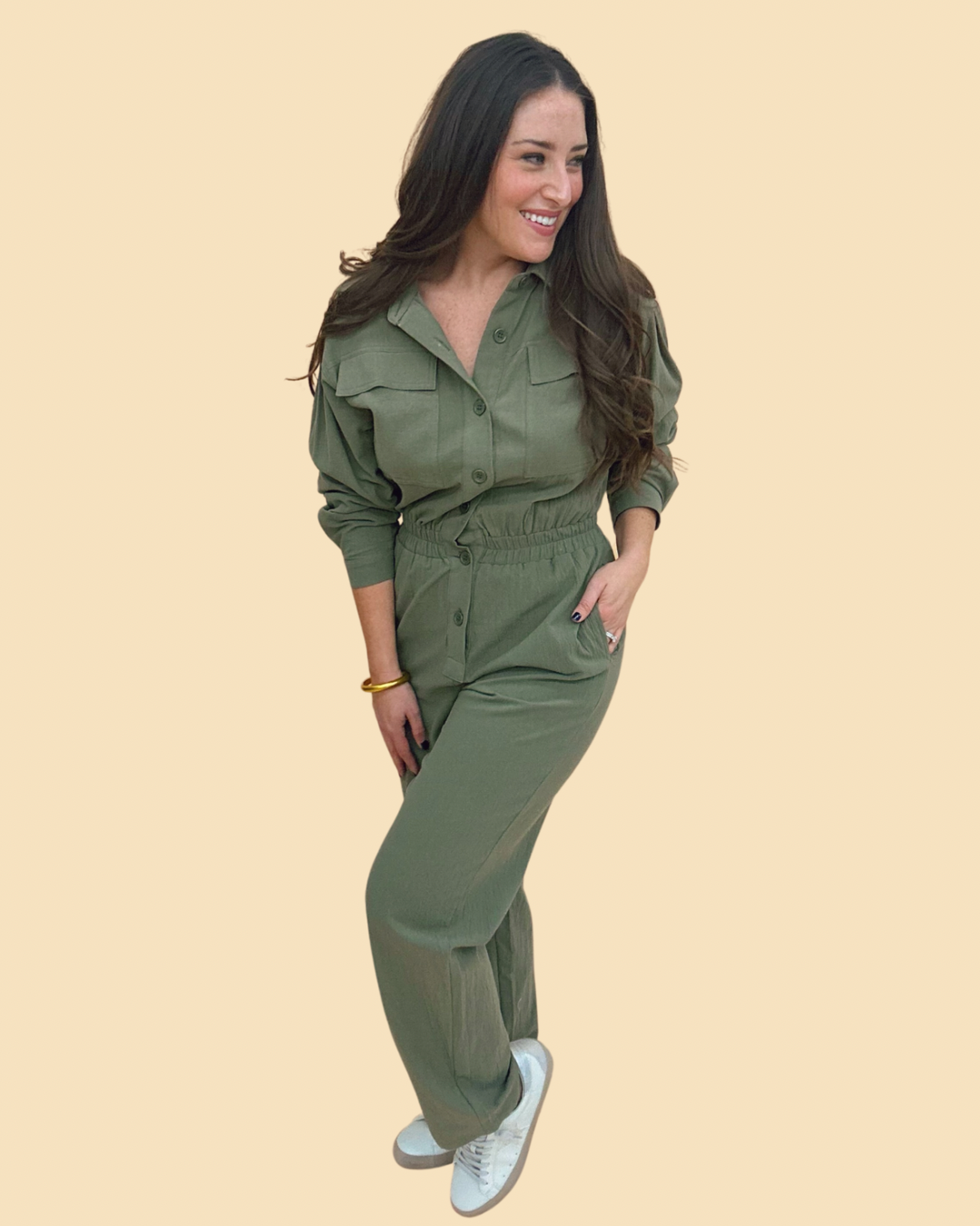 The Mav Jumpsuit in Olive