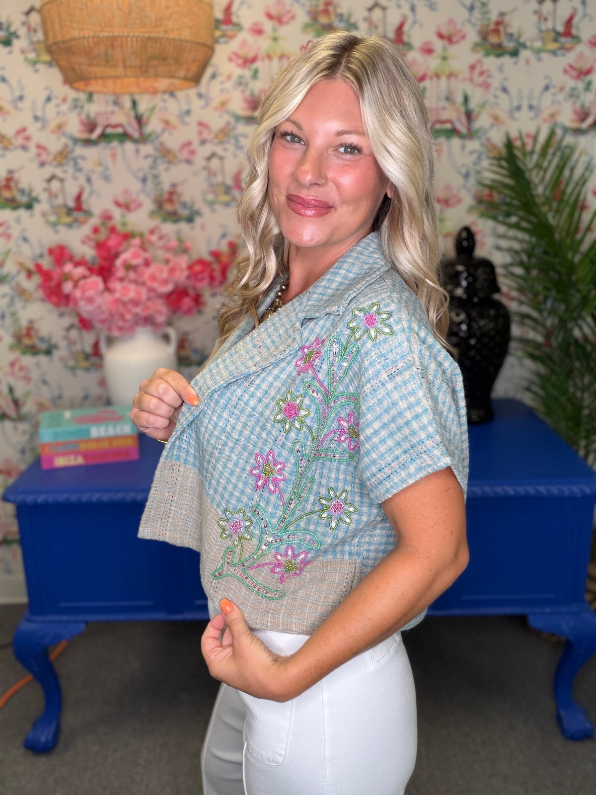 The Embellished Round Top- S/M