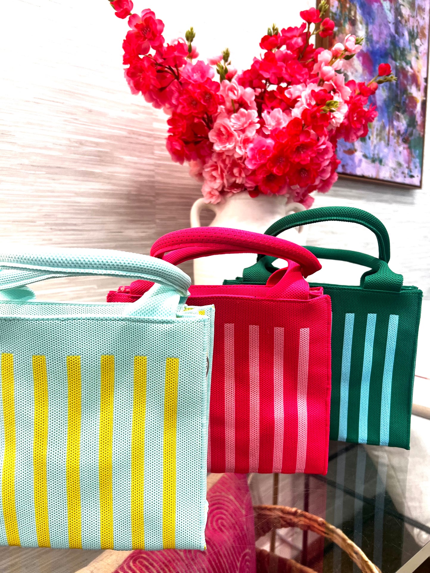 Striped Structured Mini Tote-4 Colors