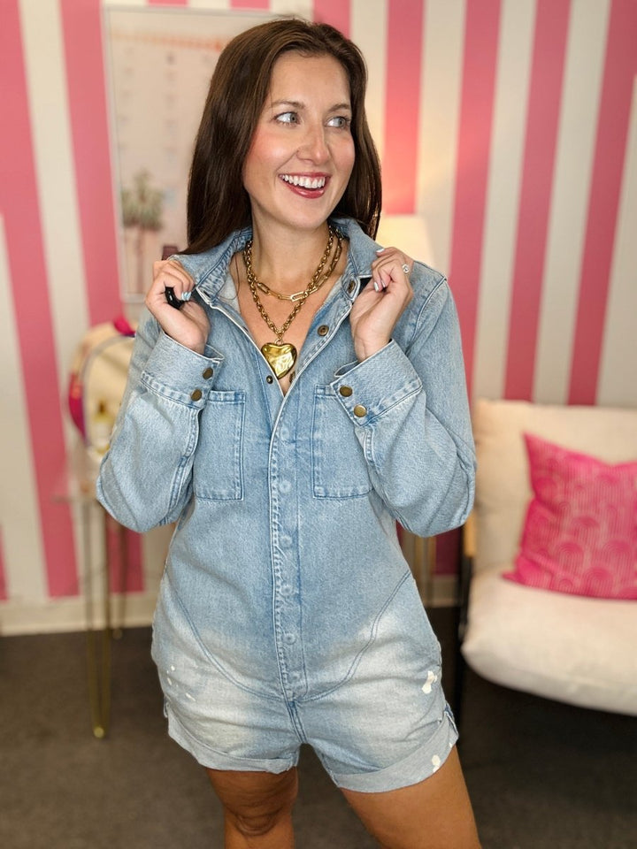 The Denim Stitch Romper- AS