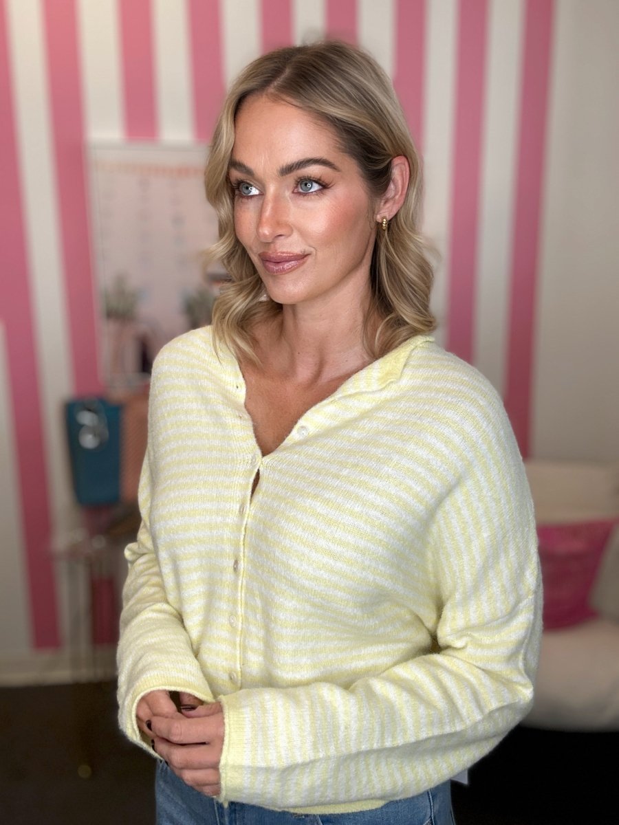 The Worth The Trip Cardigan in Thin Stripe- Lots