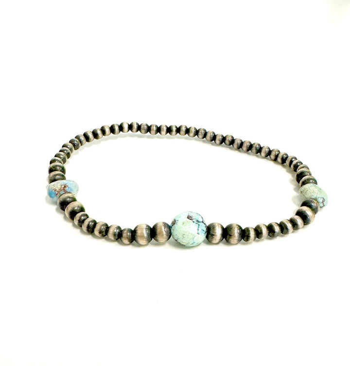 The Golden Hill Sterling Pearl and Turquoise Bracelet