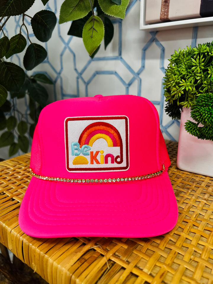 The Be Kind Trucker Hat With Bling Chain
