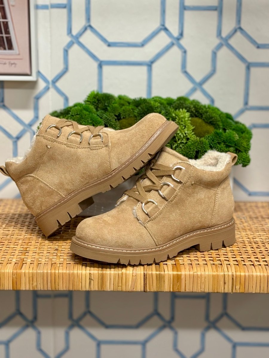 Campfire Boots in Sand Faux Suede