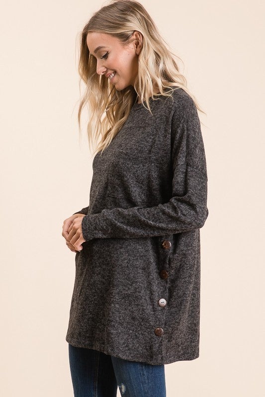 Surprise Steal-Button Tunic in 4 Colors