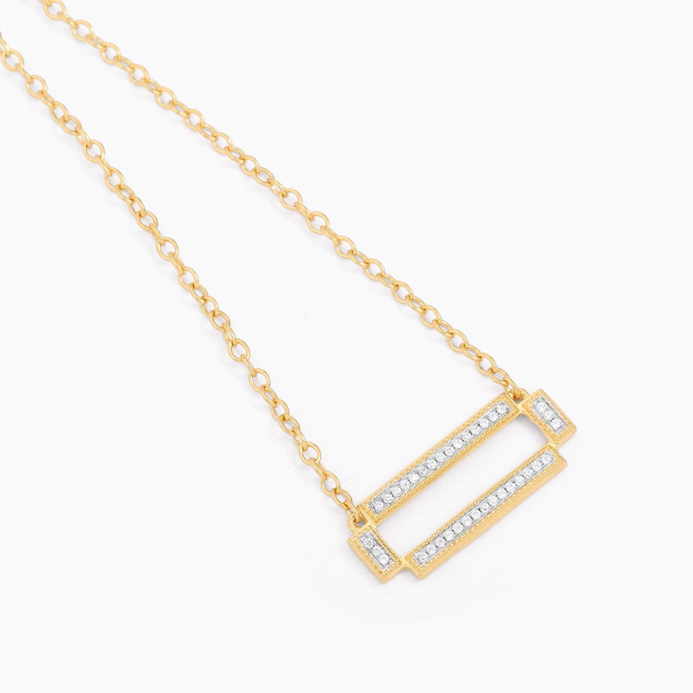 ES Four Bar Rectangle Pendant Necklace