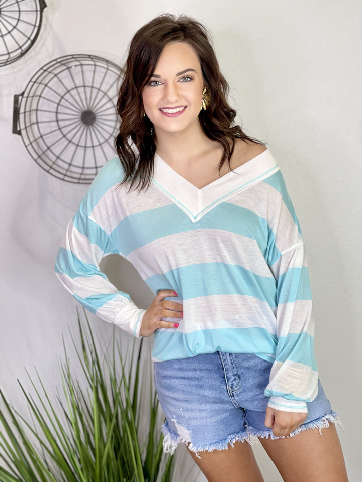 The Aqua and Ivory Top