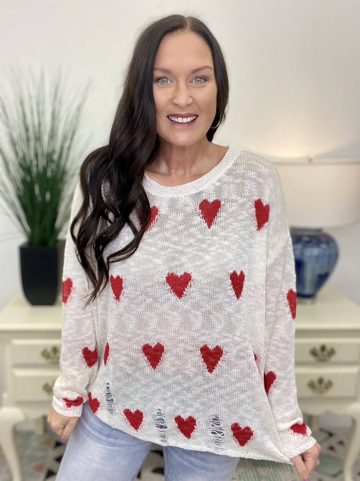The Distressed Heart Sweater-2 Colors