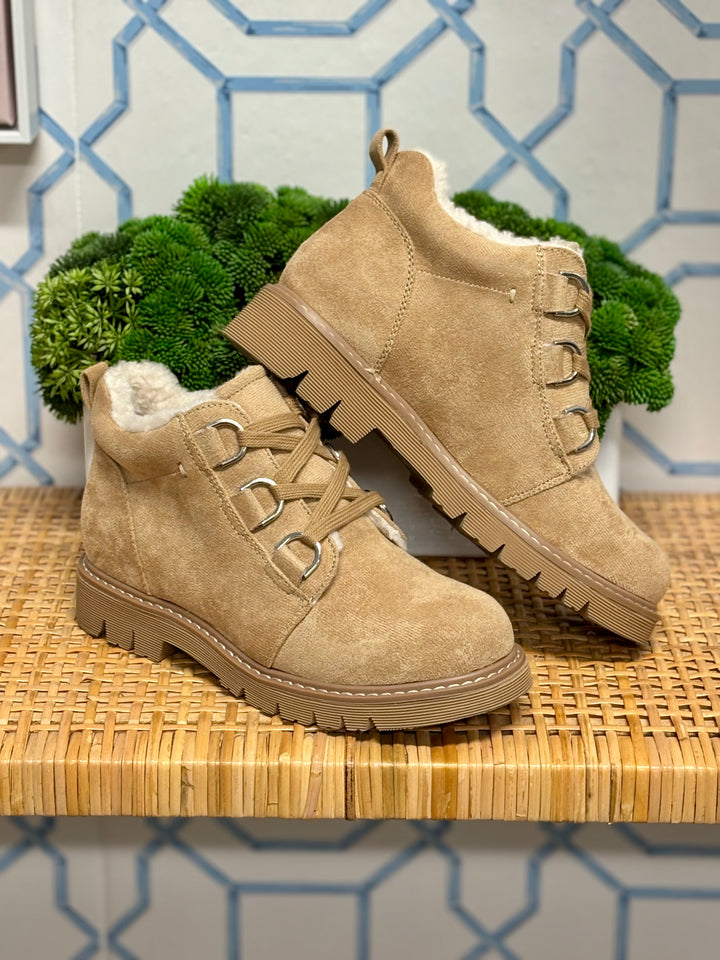 Campfire Boots in Sand Faux Suede