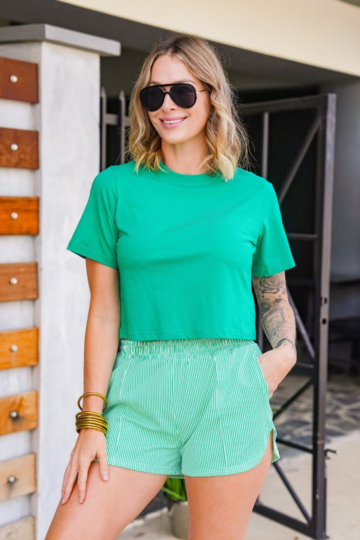 The Buckley Shorts in Classic Stripe Green