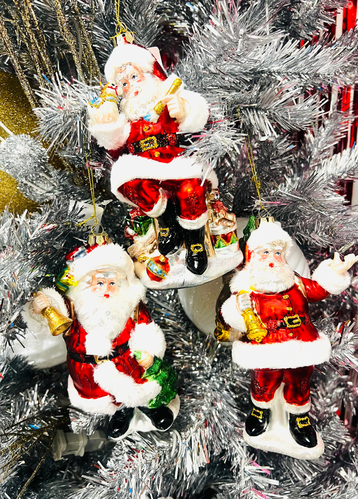 Fur Trimmed Santa Ornament Set