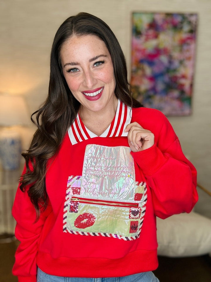 QOS Red Love Letter Sweatshirt