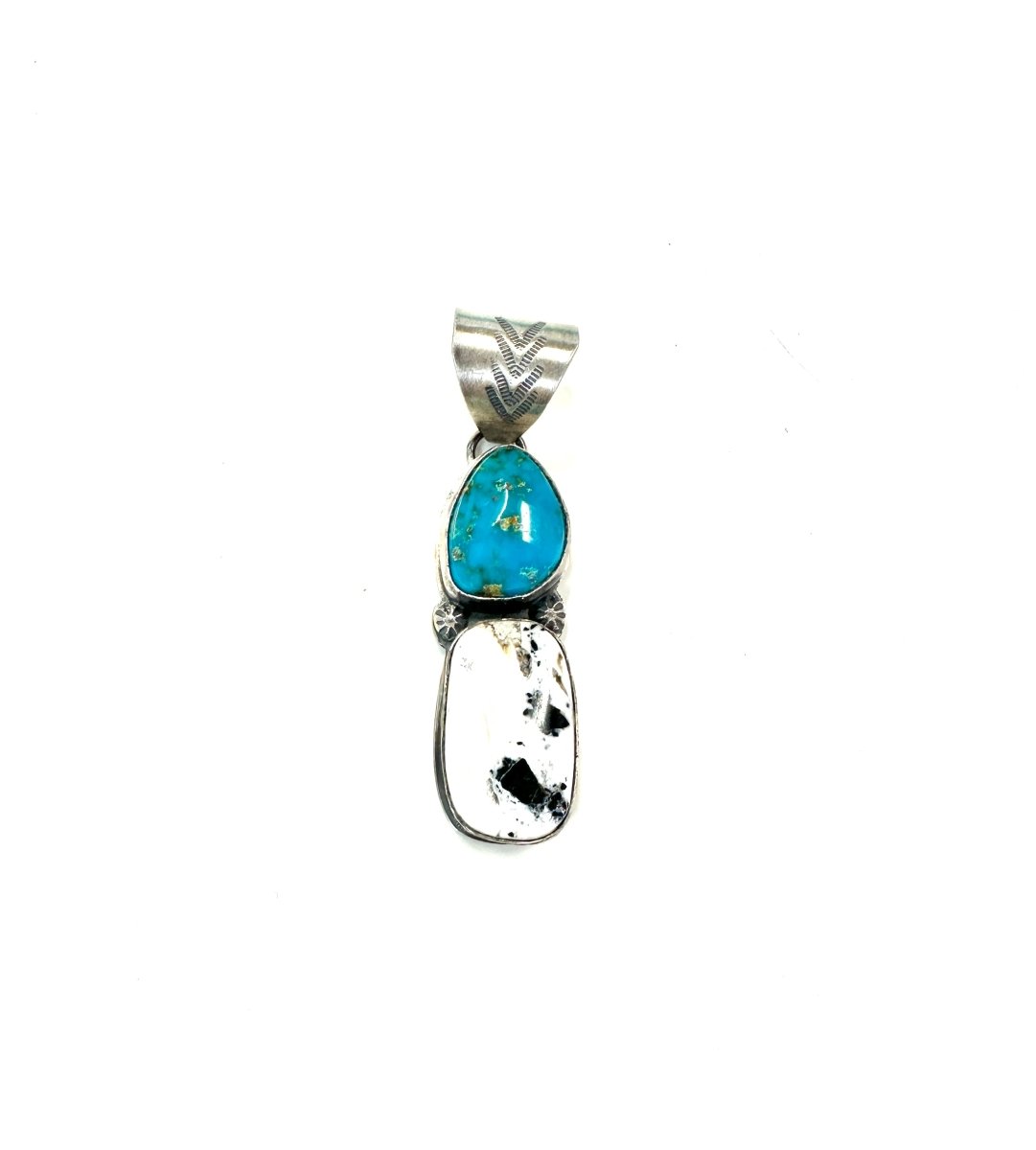 Sterling Silver Turq Calvin Delgarito with White Pendant