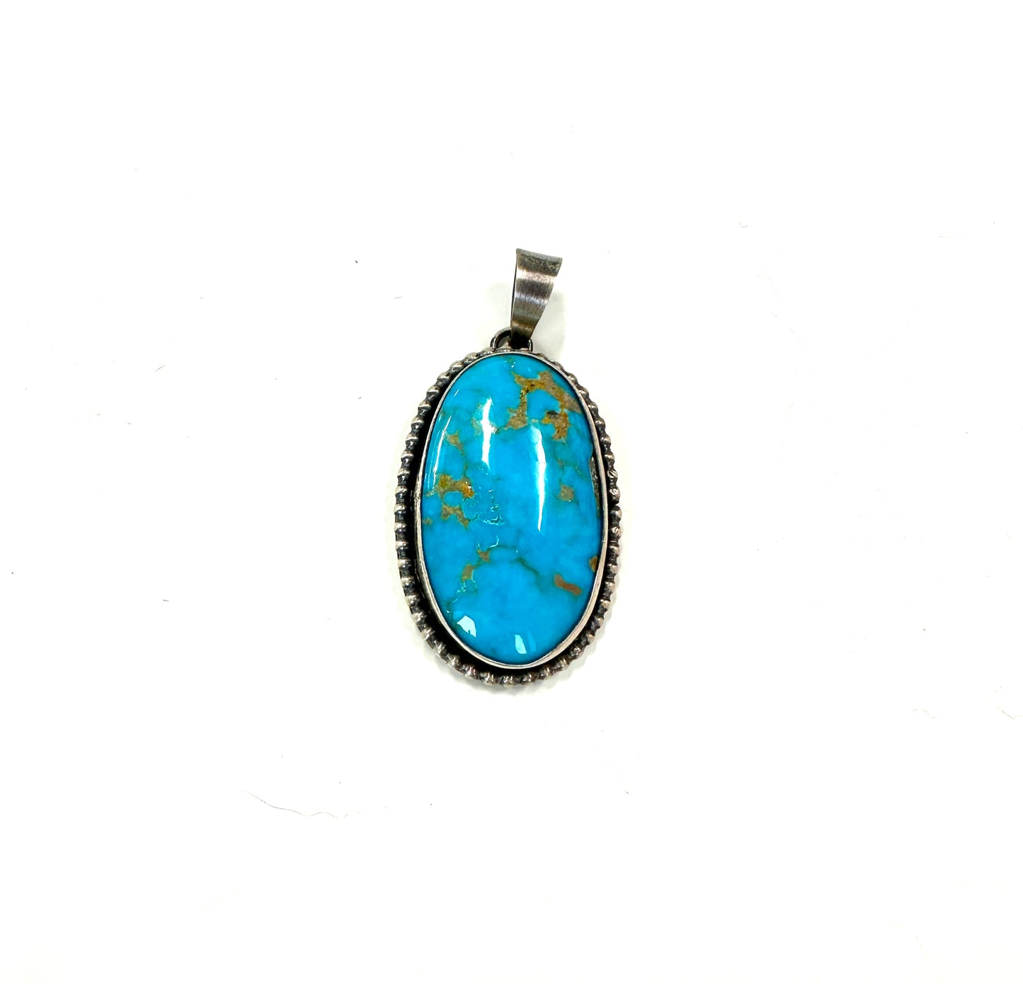 Lucinda Whitegoat Kingman Turquoise Sterling Pendant (T)