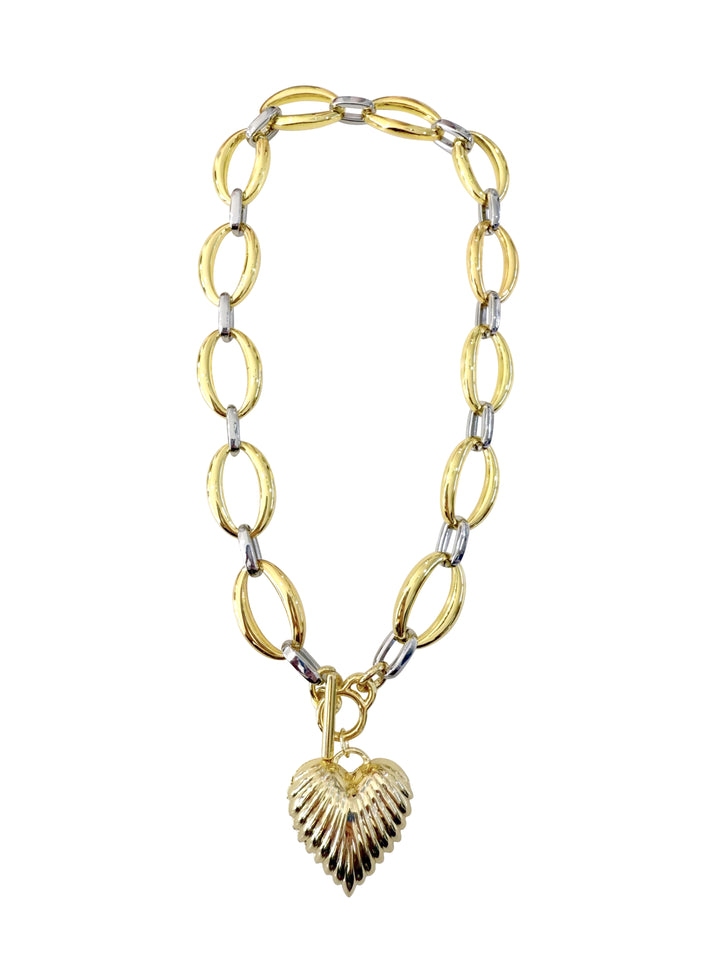 The Karina Gold Scalloped Heart Necklace
