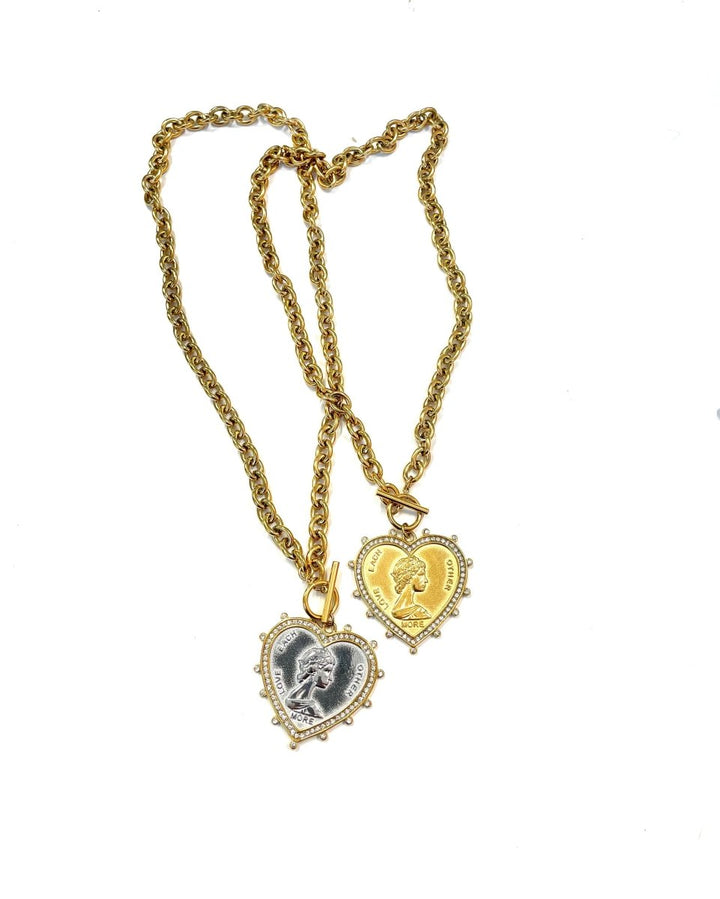Waterproof Coin Heart Necklaces
