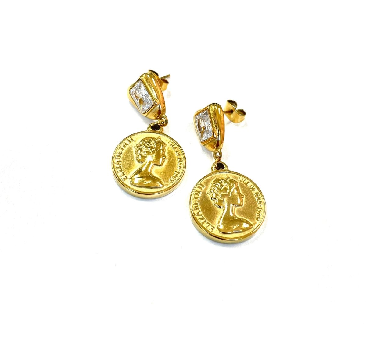 Waterproof Coin Dangle Earrings