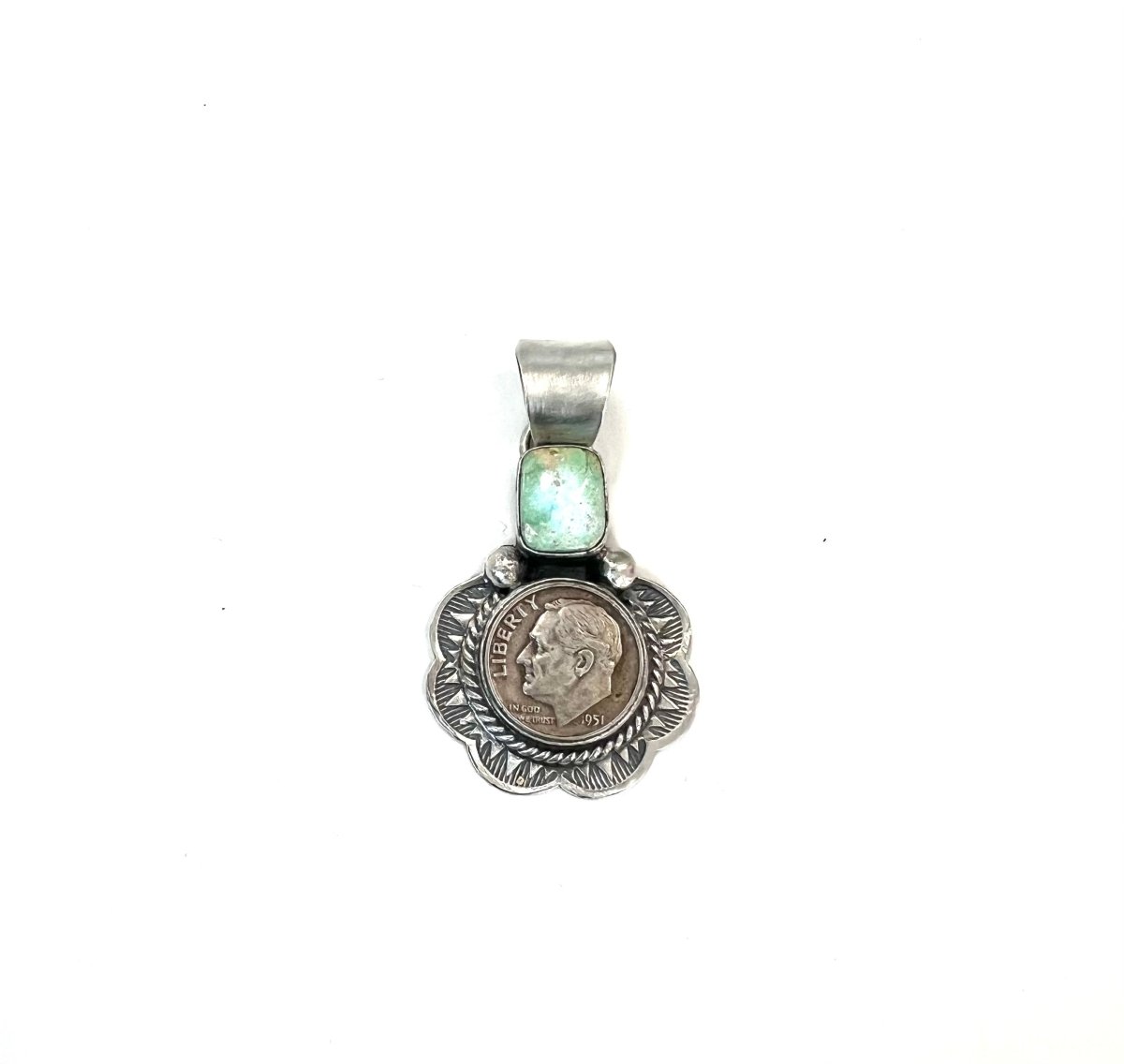 HJOE Coin and Green Turq Pendant