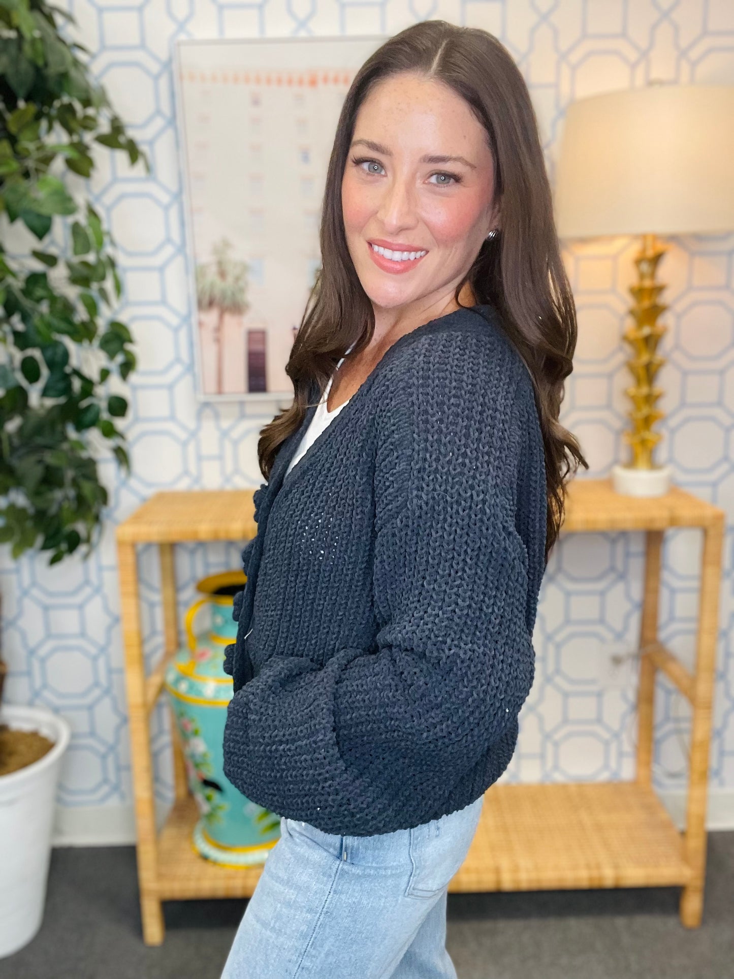 The Chenille Button Sweater in 4 Colors