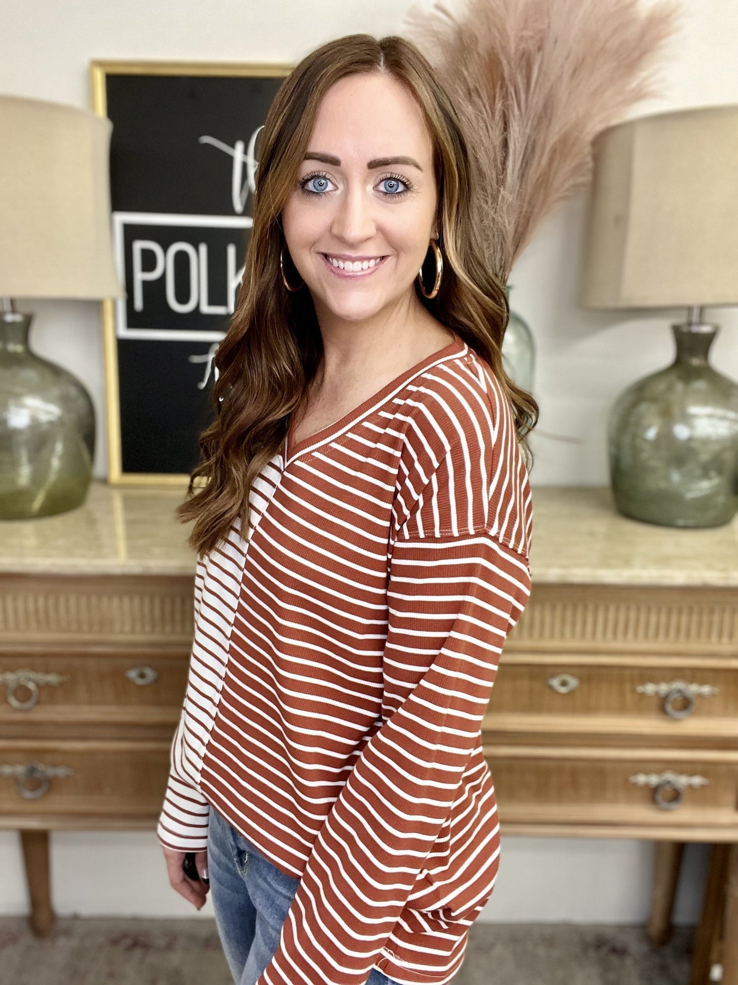 The Split Stripe Top-2 Colors/AS