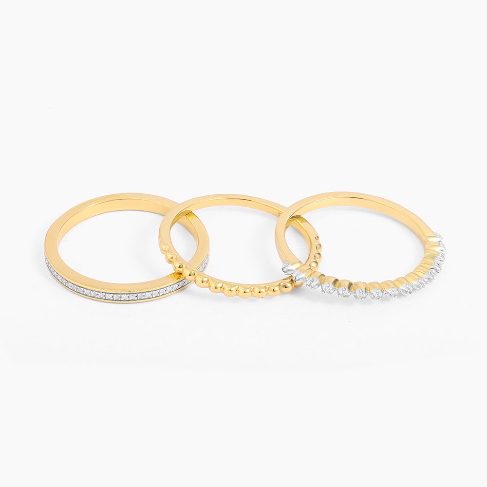 ES Diamonds and Bubbles of Gold Stackable Ring