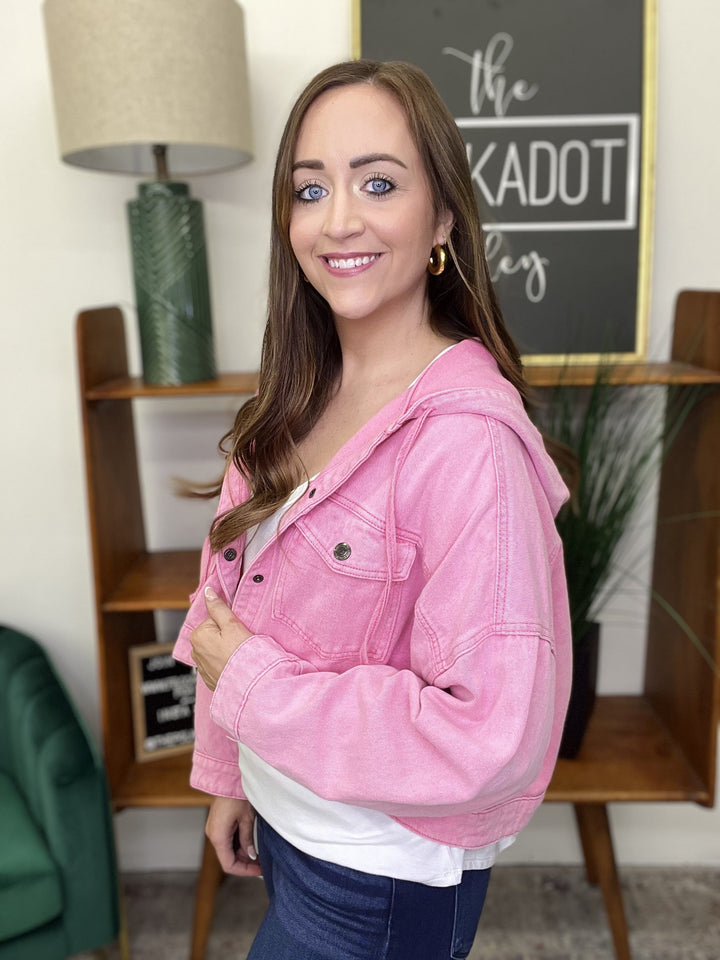 Washed Hoodie Crop Jacket-All Sizes