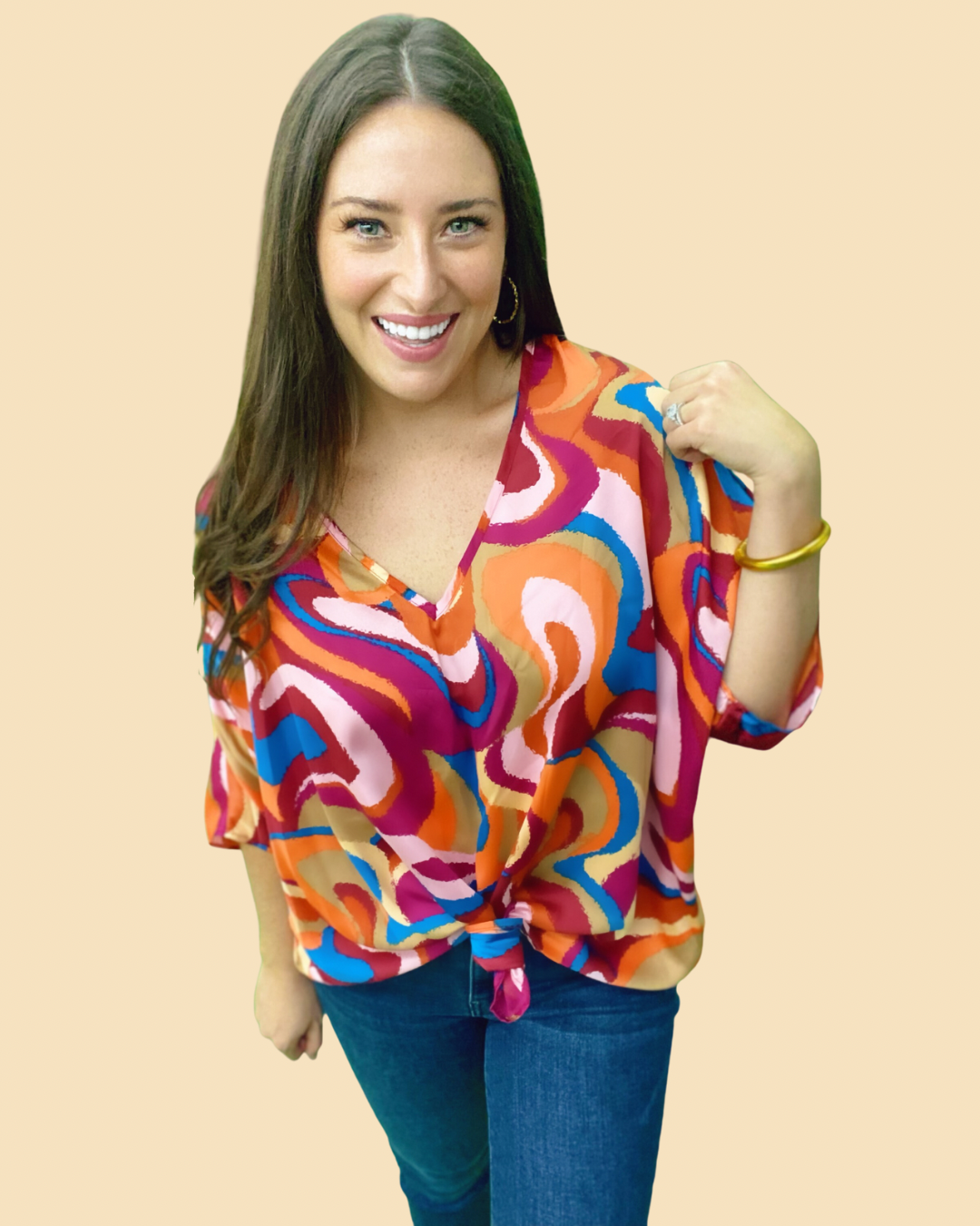 The Retro Swirls Poncho Top - AS