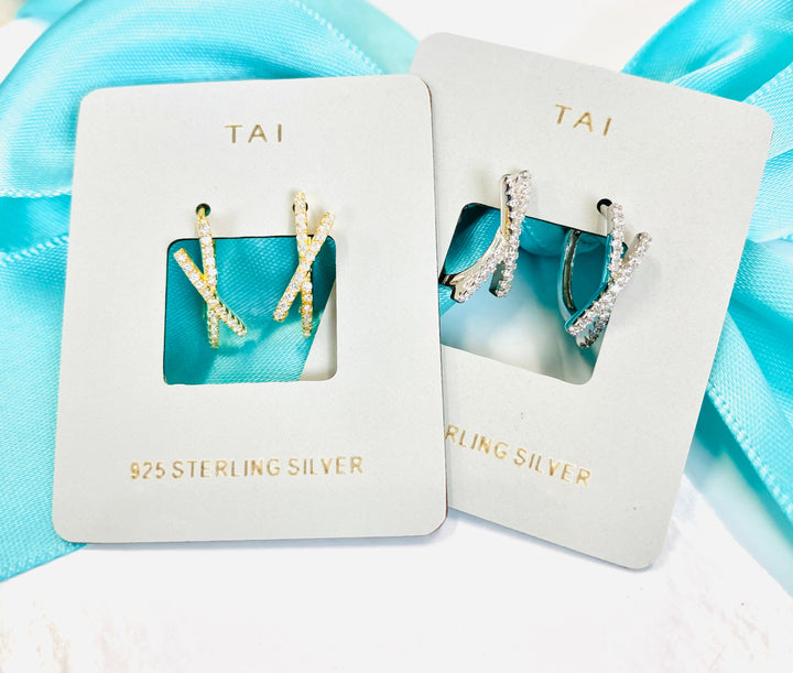 The Tai Crossed CZ Studs