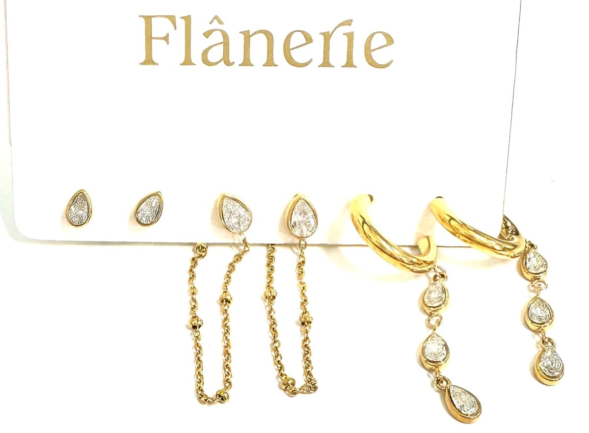 The Lucia CZ Chain Drop Earring Set