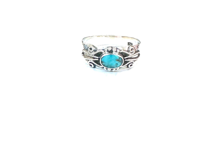 Sterling Ring-Turq Scroll
